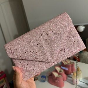 Elegant Pink Glitter Clutch